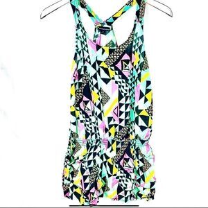 FOREVER 21 Retro Neon Geometric Swimsuit Cover. Malibu Barbie